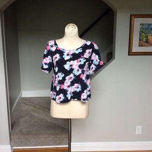 Abercrombie kids floral crop t shirt